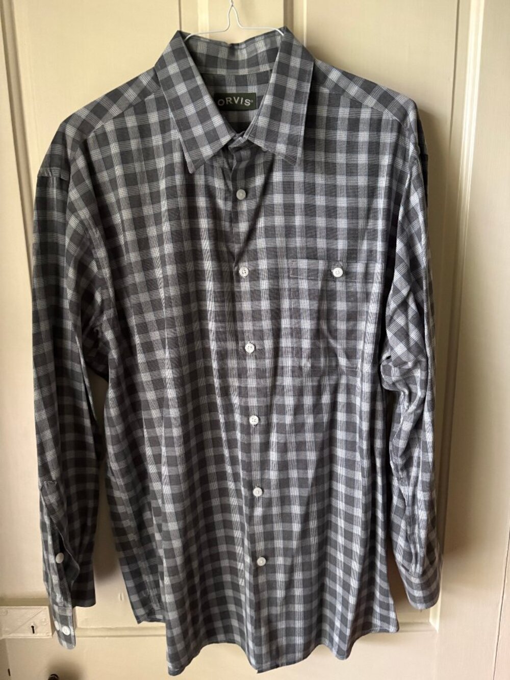Orvis Gray Plaid 100% Cotton Shirt
